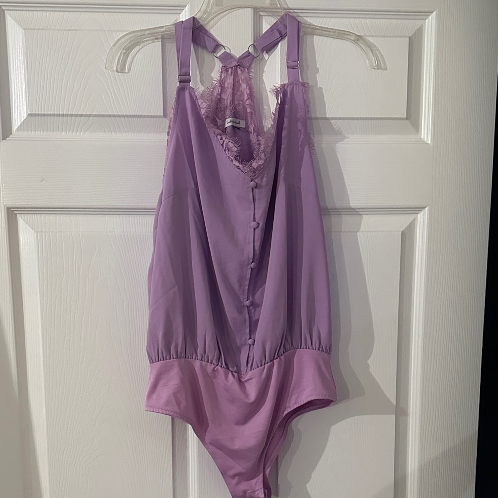 white birch Lavender Lace-Accent Bodysuit